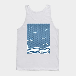 Blue Ocean Wave Japanese Art Tank Top